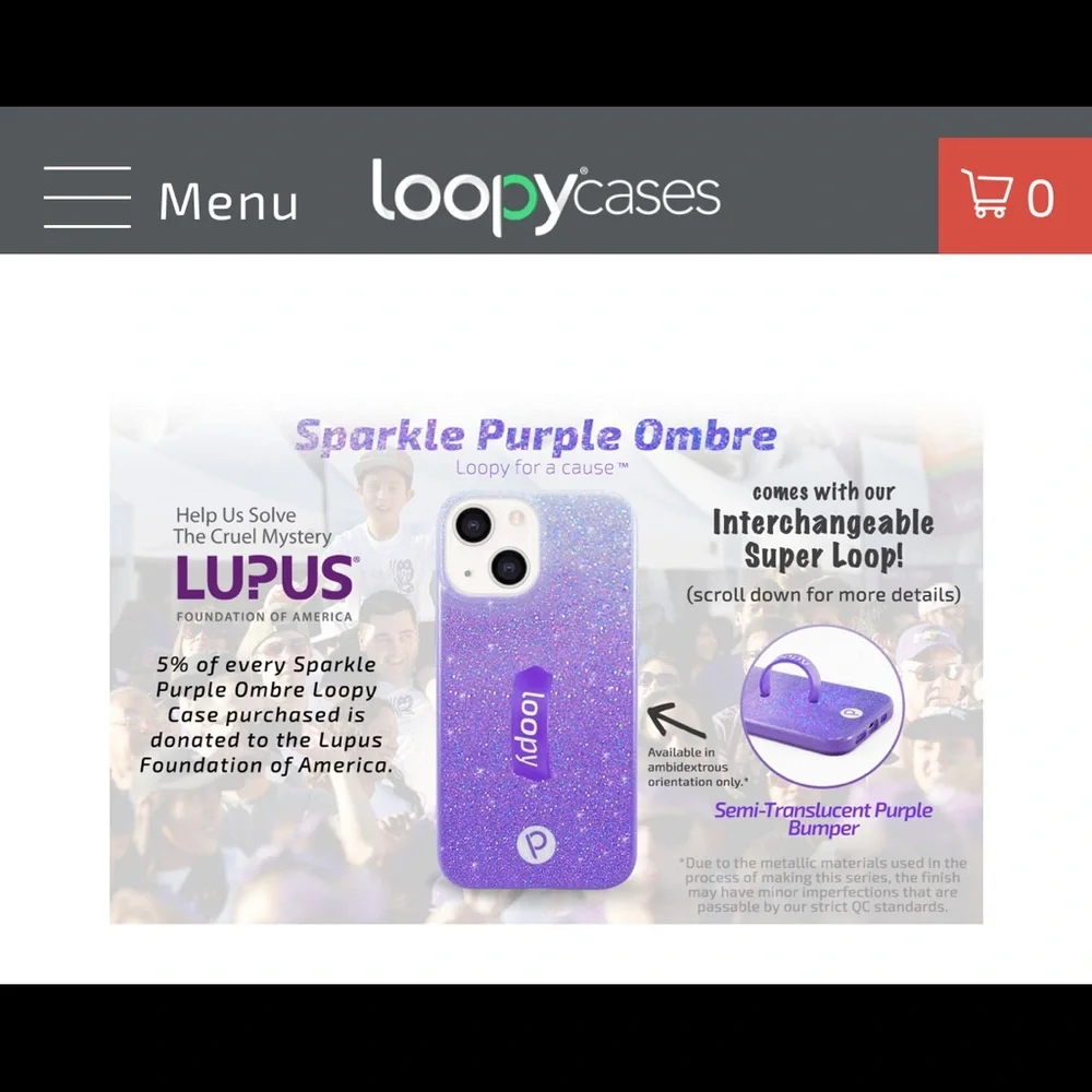 Loopy Case • iPhone 13‎ mini Purple Sparkle Ombré